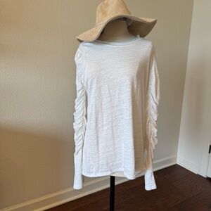 We The Free White Long Sleeve Ruched Top